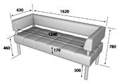 Диван для кафе BUSINESS Диван прямой 3 места Bu3-2 (Экокожа Ecotex)